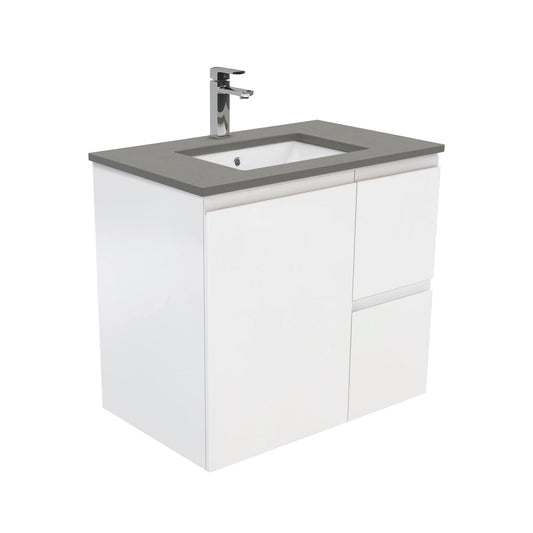 Sarah Dove Grey Undermount 750 Fingerpull Satin White Wall-Hung Vanity