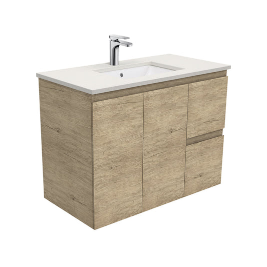 Sarah Roman Sand Undermount 900 Edge Scandi Oak Wall-Hung Vanity