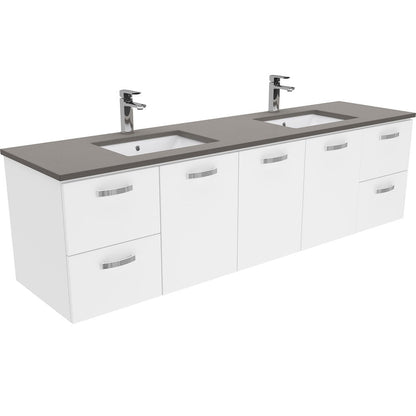 SARAH DOVE GREY 1800 UNI Wall Hung Cab with Handles Double Bowl 1TH