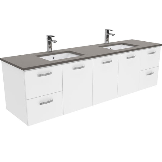 SARAH DOVE GREY 1800 UNI Wall Hung Cab with Handles Double Bowl 1TH
