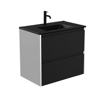 DOLCE MB AMATO 750 Matte Black Vanity with Matte White Panels Wall Hung 1TH