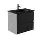 DOLCE MB AMATO 750 Matte Black Vanity with Matte White Panels Wall Hung 1TH