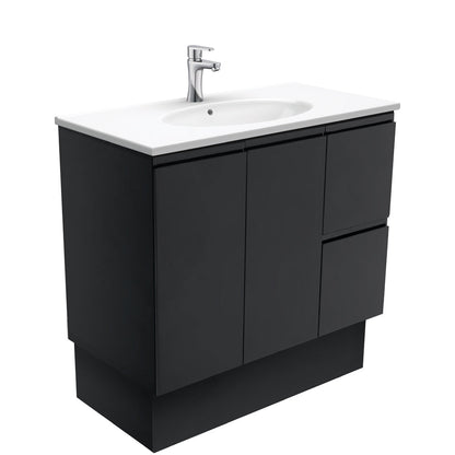 Rotondo Fingerpull Satin Black 900 Vanity On Kickboard