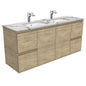 SARAH CALACATTA MARBLE 1500 EDGE SCANDI OAK Wall Hung Cab Double Bowl 1TH