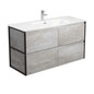 JOLI AMATO 1200 INDUSTRIAL Vanity with Matte Black Frames Wall Hung 1TH