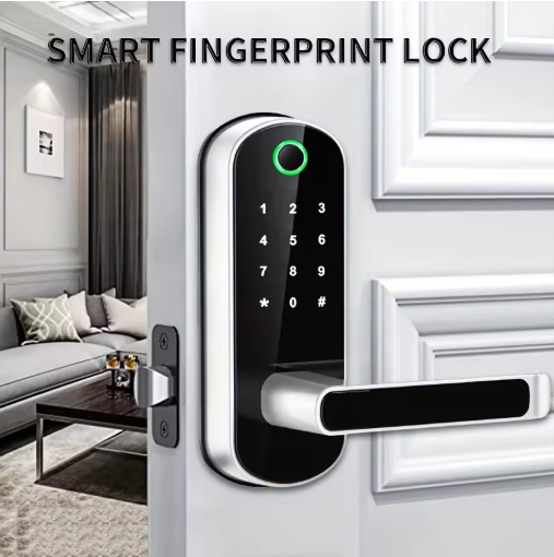 Smart Fingerprint Door Lock for Indoor Wooden Door, Keyless Entry, Multiple Unlock Methods