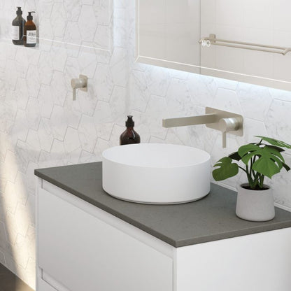 SANSA Basin Wall Mixer Set Brushed Nicked Soft Square Plate