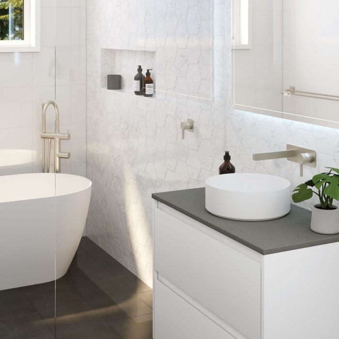 SANSA Basin Wall Mixer Set Brushed Nicked Soft Square Plate