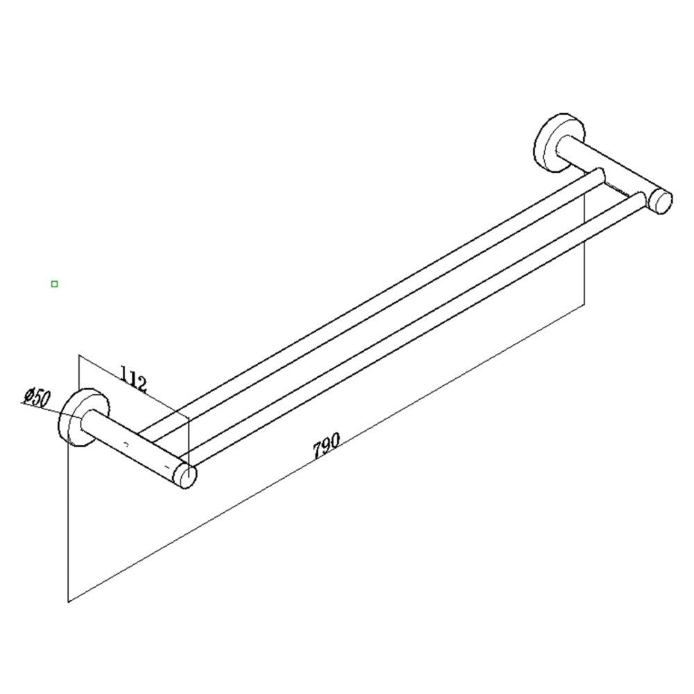 Pentro Matte Black Double Towel Rail 790mm(Cuttable)