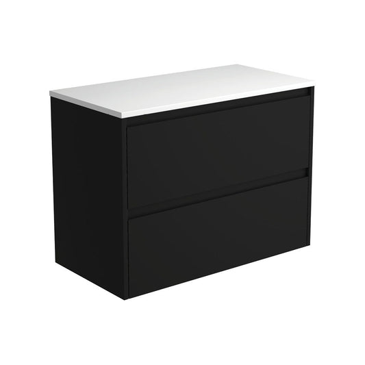 AMATO Satin Black 900 Cabinet Wall Hung