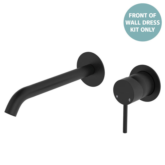 Kaya Basin/Bath Wall Mixer Dress Kit, Round Plates, 200mm Outlet, Matte Black