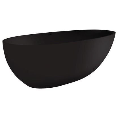 BAHAMA Matt Black Stone Bath 1700x880x560mm with Overflow