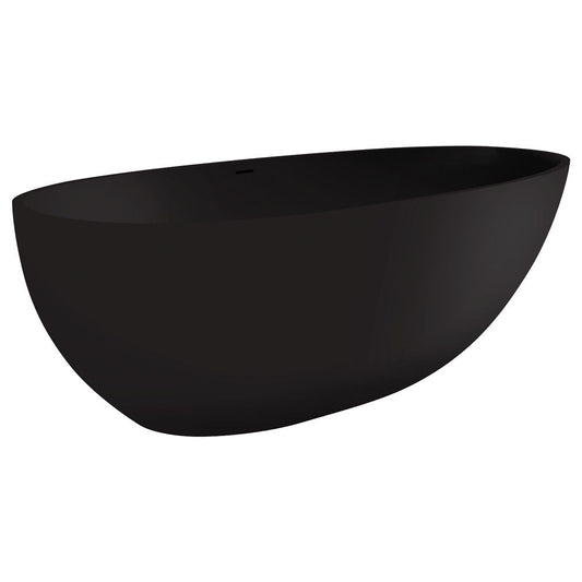 BAHAMA Matt Black Stone Bath 1700x880x560mm with Overflow