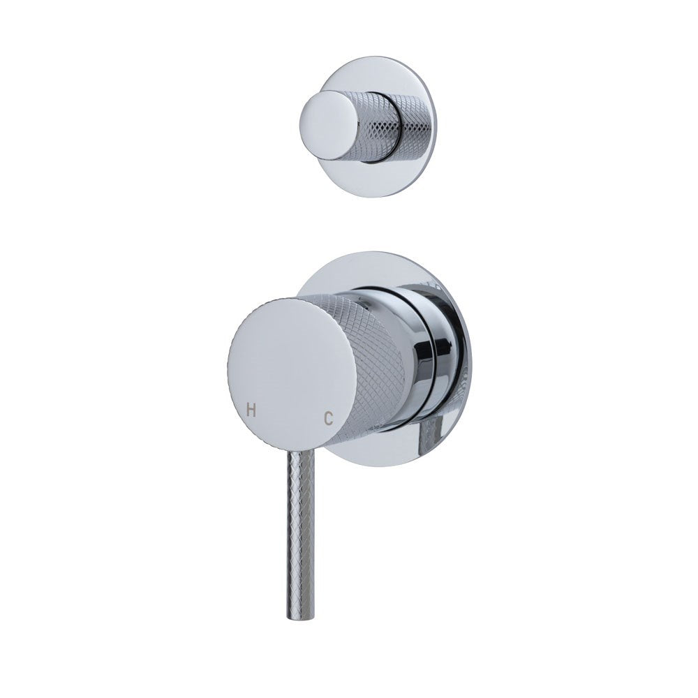 AXLE Wall Diverter Mixer with Small Round Plates Chrome