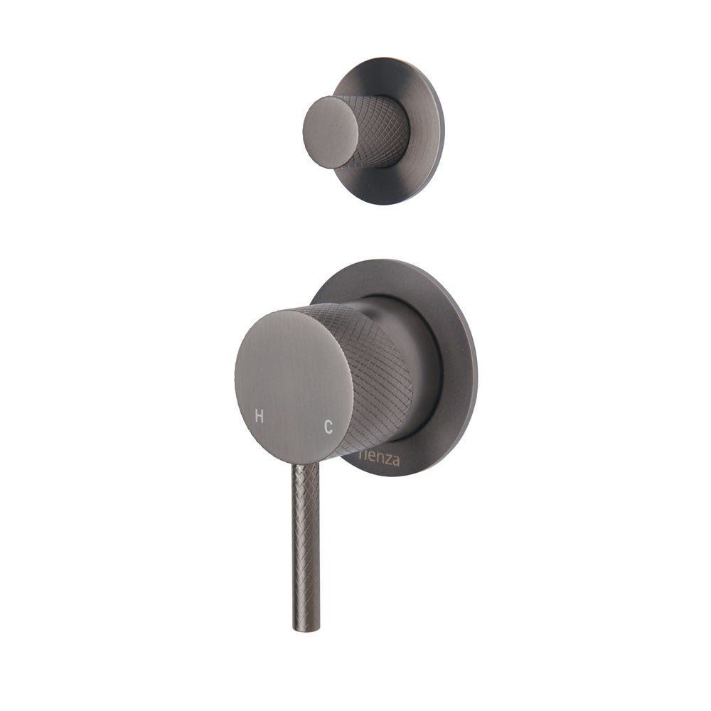 AXLE Wall Diverter Mixer with Small Round Plates Gun Metal