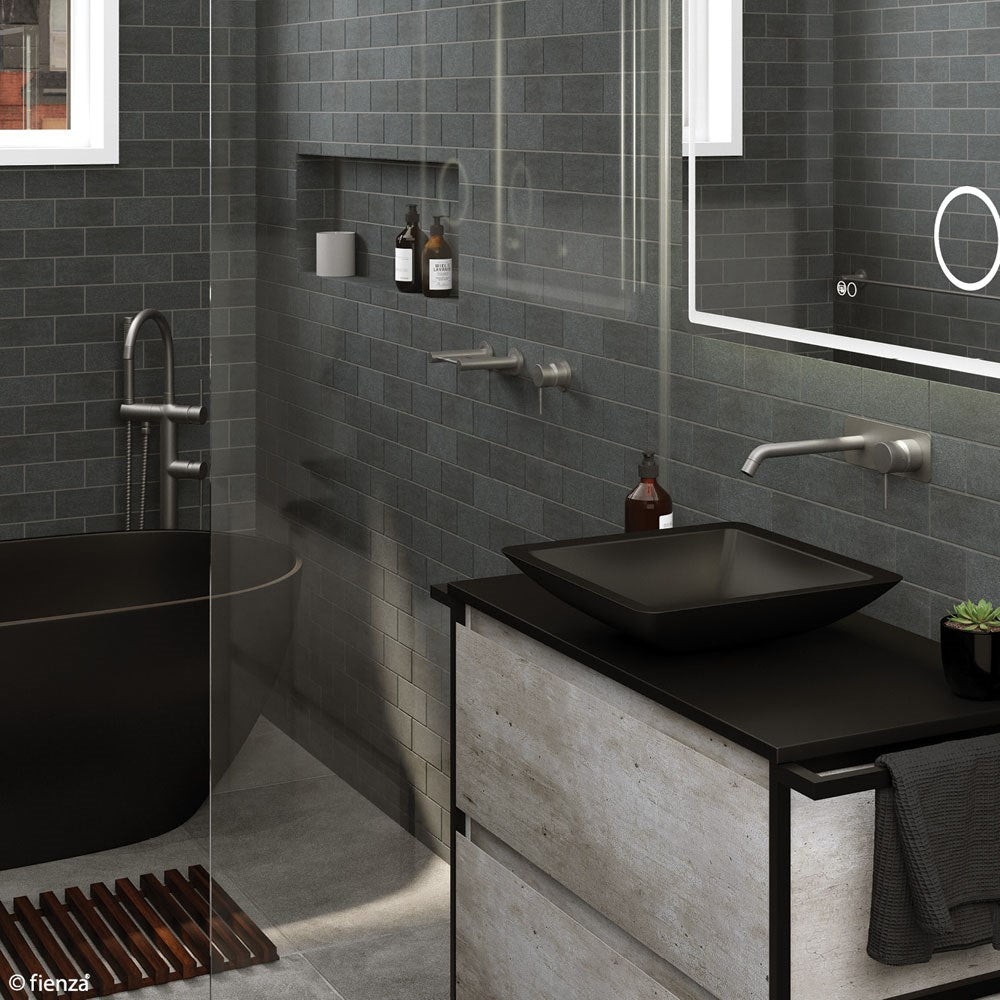 AXLE Basin/Bath Wall Mixer with 200mm Outlet Round Plates Gun Metal
