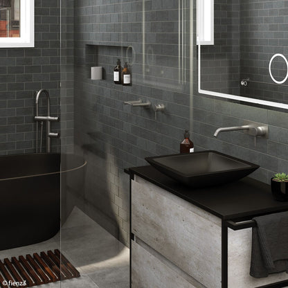 AXLE Basin/Bath Wall Mixer with 200mm Outlet Round Plates Gun Metal