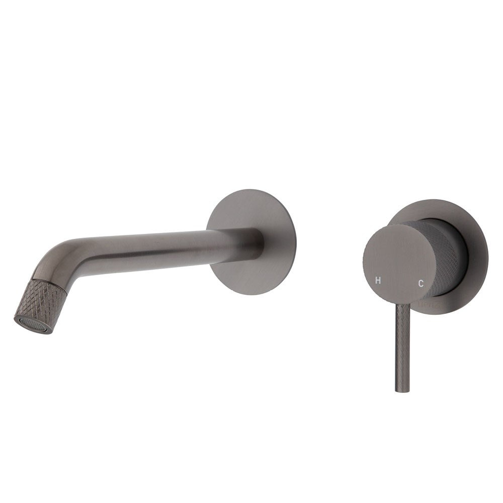 AXLE Basin/Bath Wall Mixer with 200mm Outlet Round Plates Gun Metal