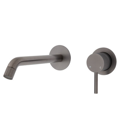 AXLE Basin/Bath Wall Mixer with 200mm Outlet Round Plates Gun Metal