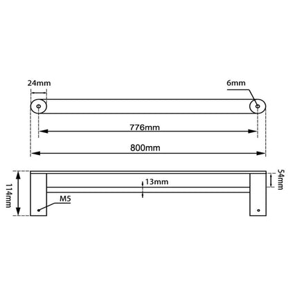 Esperia Matte Black Double Towel Rail 800mm