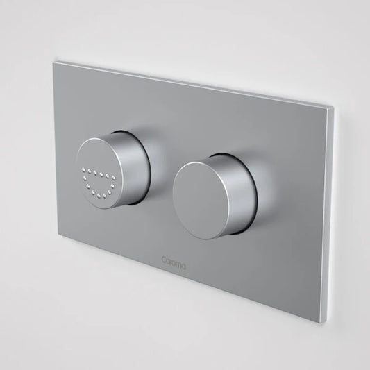 Caroma Invisi Series II Round Dual Flush Plate & Raised Care Buttons (Plastic) - Satin Chrome