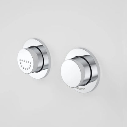 Caroma Invisi Series II Round Dual Flush Raised Care Remote Buttons - Chrome