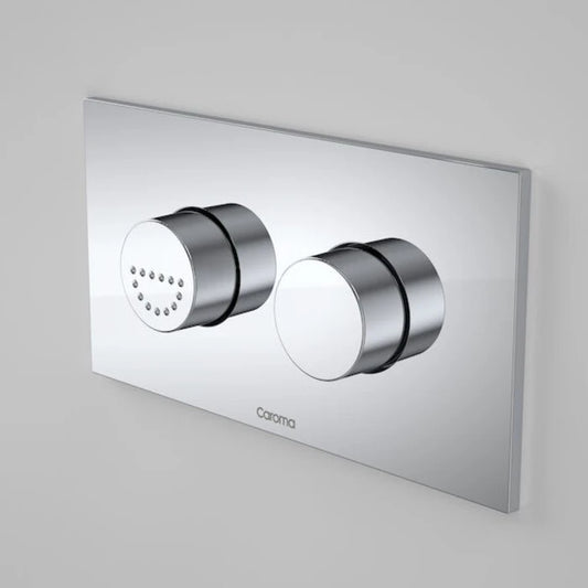 Caroma Invisi Series II Round Dual Flush Plate & Raised Care Buttons (Plastic/Metal) - Chrome