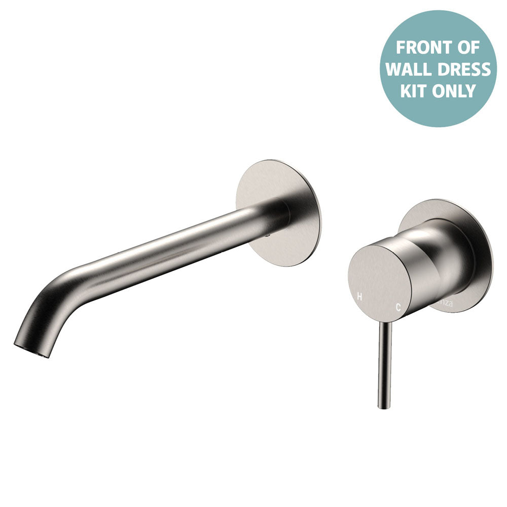 KAYA Basin/Bath Wall Mixer 200 Dress Kit Brushed Nickel Round Plate