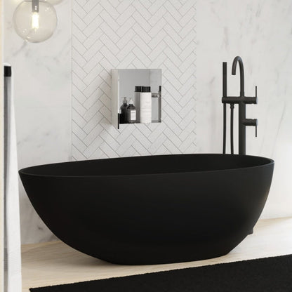 BAHAMA Matt Black Stone Bath 1700x880x560mm with Overflow