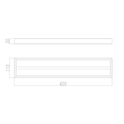 Cavallo Matte Black Square Double Towel Rail 600mm