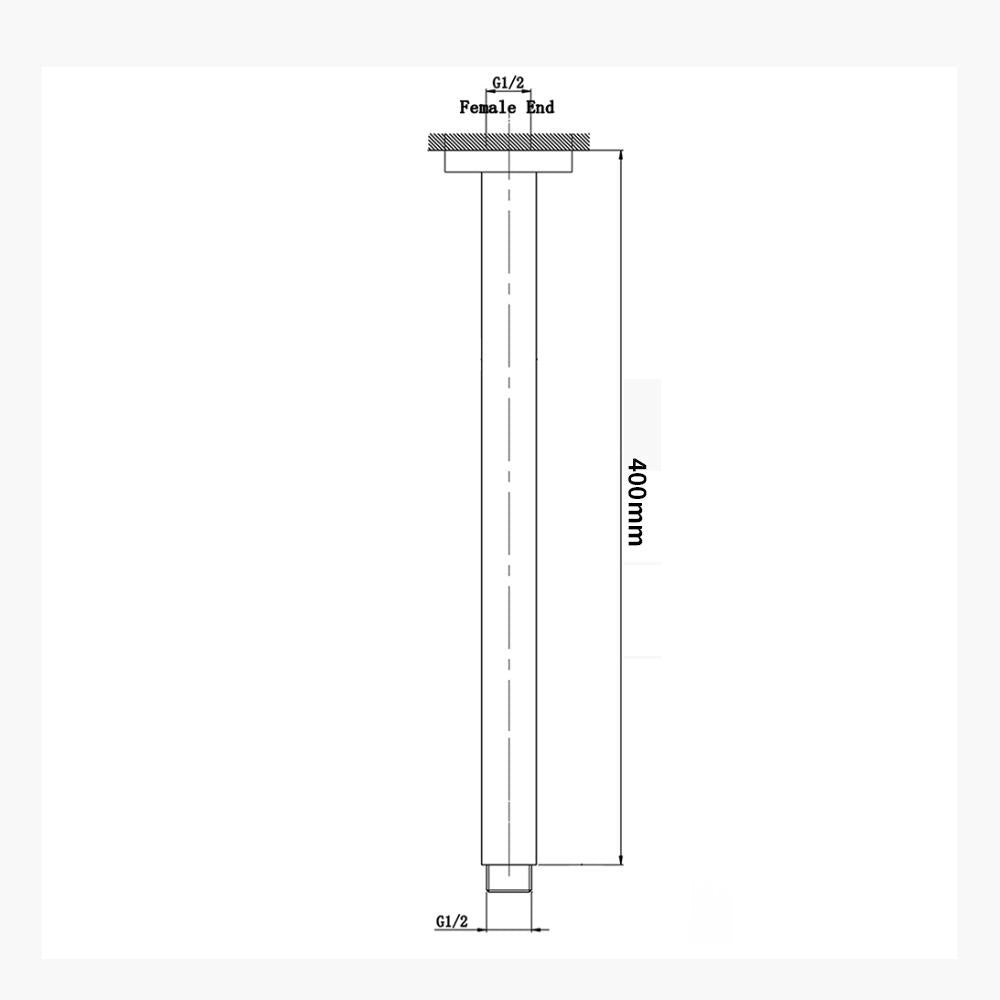 Cavallo Gun Metal Grey Square Ceiling Shower Arm 400mm