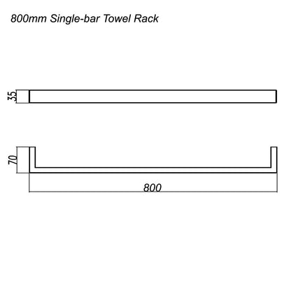Cavallo Gun Metal Grey Square Single Towel Rail 800mm