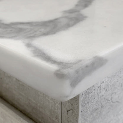 Sarah Calacatta Marble Undermount 900 Fingerpull Satin Black Vanity on Kick