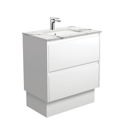 SARAH CALACATTA MARBLE AMATO 750 Satin White Vanity On Kick 1TH