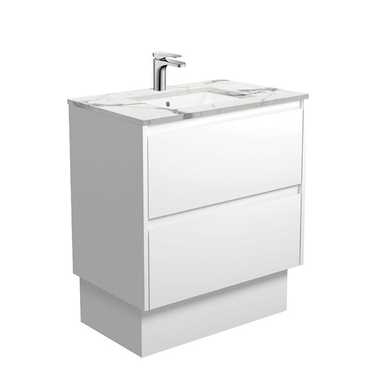 SARAH CALACATTA MARBLE AMATO 750 Satin White Vanity On Kick 1TH
