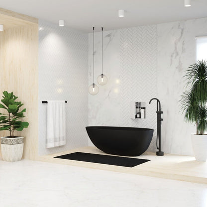 BAHAMA Matt Black Stone Bath 1700x880x560mm with Overflow