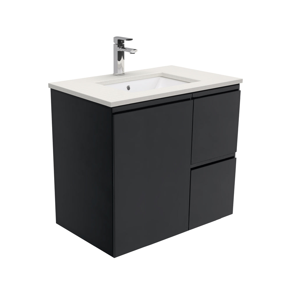 Sarah Roman Sand Undermount 750 Fingerpull Satin Black Wall-Hung Vanity