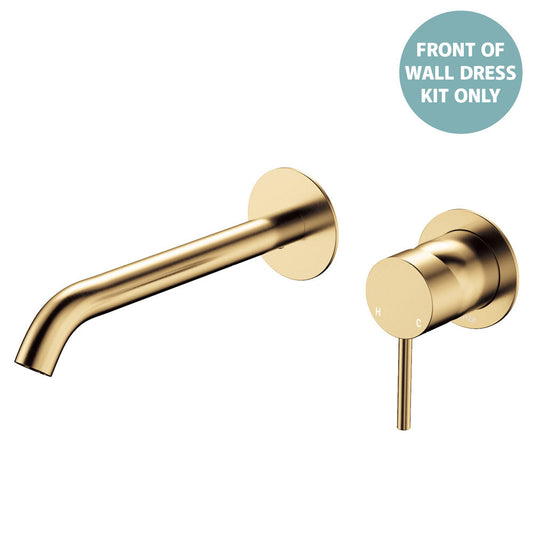 Kaya Basin/Bath Wall Mixer Dress Kit, Round Plates, 200mm Outlet, Urban Brass