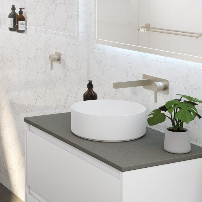 SANSA Basin Wall Mixer Set Brushed Nicked Soft Square Plate