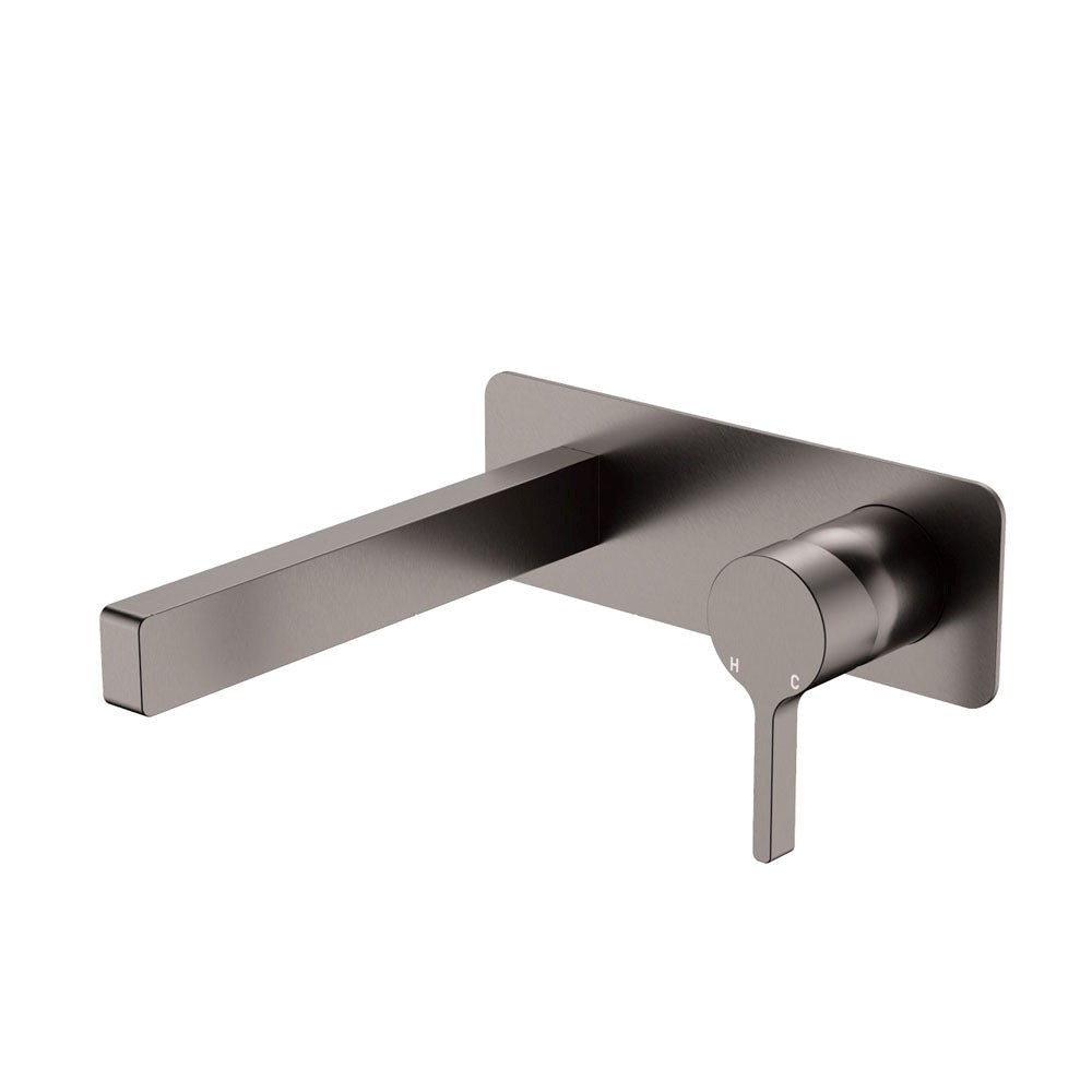 SANSA Basin Wall Mixer Set Gun Metal Soft Square Plate