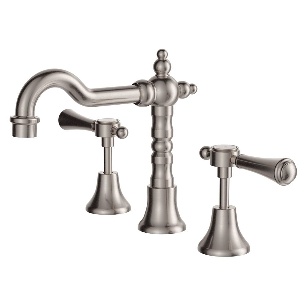 LILLIAN Lever Shepherds Crook Basin Set Brushed Nickel