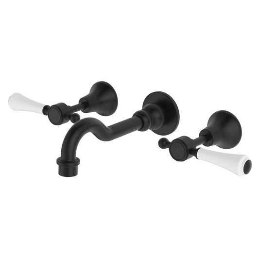 LILLIAN Lever Shepherds Crook Bath Set Matte Black White Handle