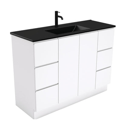 DOLCE Matte Black 1200 FINGERPULL Gloss White Vanity on Kick 1TH
