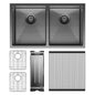 HANA Double Bowl Sink 55L Inc CM Colander Roller Protector 2 Top/Undermount 760x450x200mm