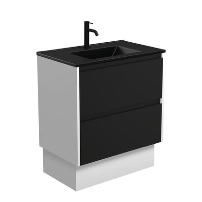 DOLCE MB AMATO 750 Matte Black Vanity with Matte White Panels and Kick 1TH