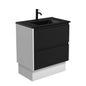 DOLCE MB AMATO 750 Matte Black Vanity with Matte White Panels and Kick 1TH