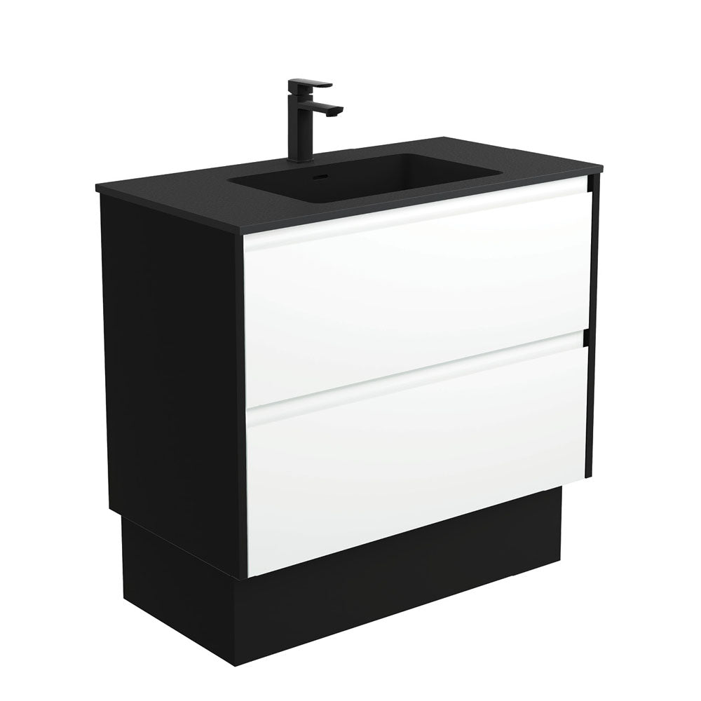 MONTANA AMATO 900 Matte White Vanity with Matte Black Panels and Kick 1TH