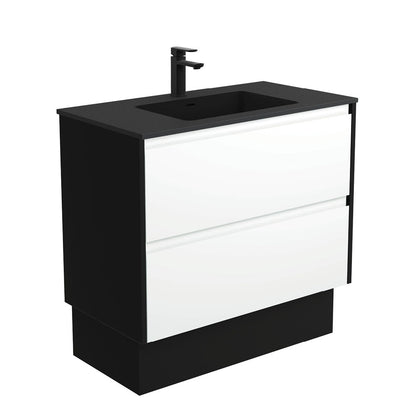 MONTANA AMATO 900 Matte White Vanity with Matte Black Panels and Kick 1TH
