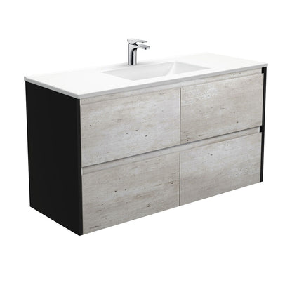 VANESSA AMATO 1200 INDUSTRIAL Vanity with Matte Black Panels Wall Hung 1TH