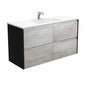 VANESSA AMATO 1200 INDUSTRIAL Vanity with Matte Black Panels Wall Hung 1TH